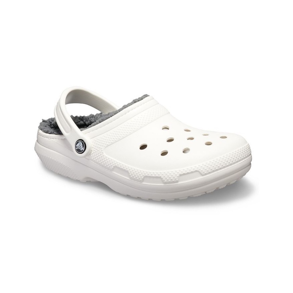 Crocs Unisex-Adult Classic Lined Clog - White/Grey (Men’s‎ 12) / Women’s Size 14